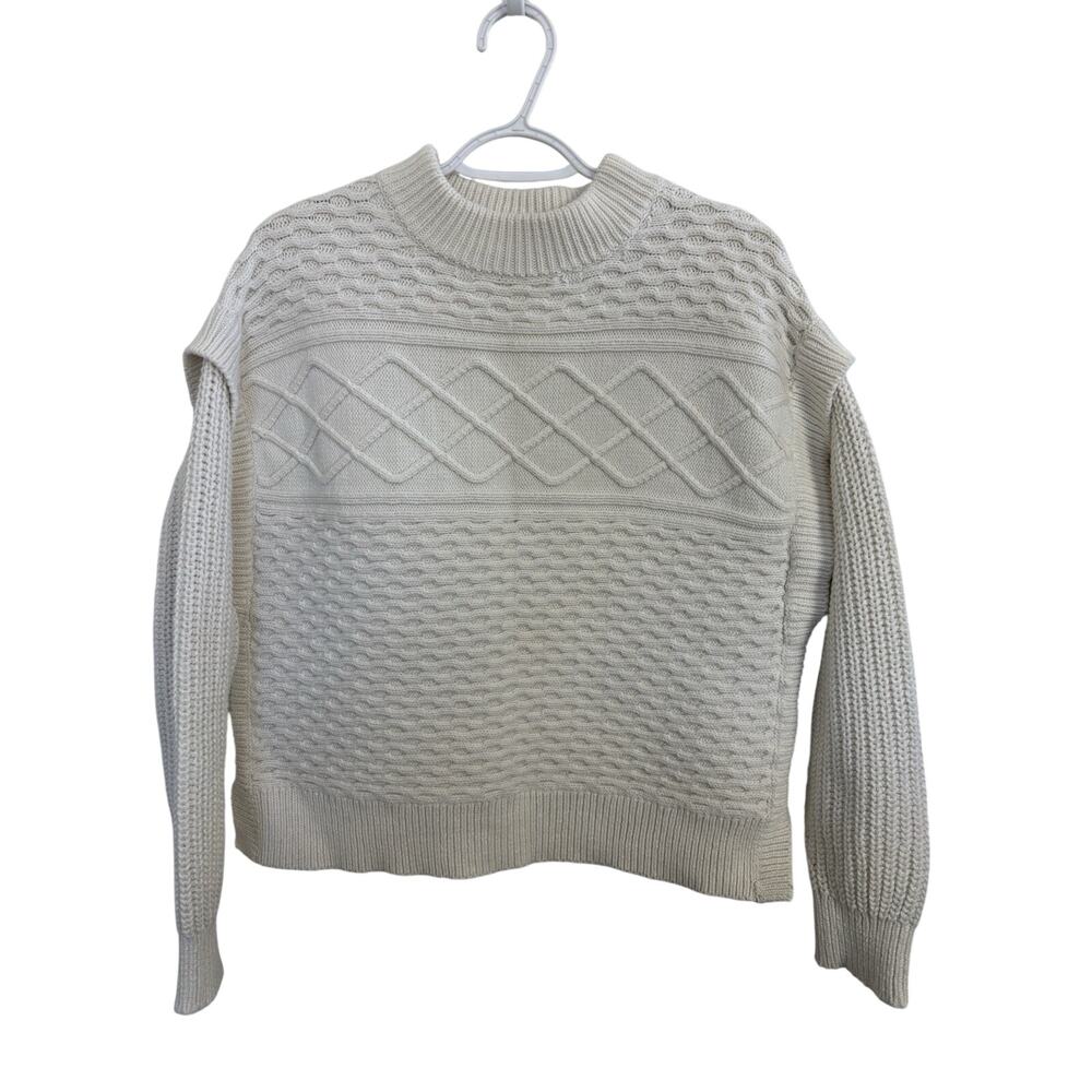 Haven Well Within Layered Cable Knit Chunky Boxy Sweater Fisherman Large Cotton